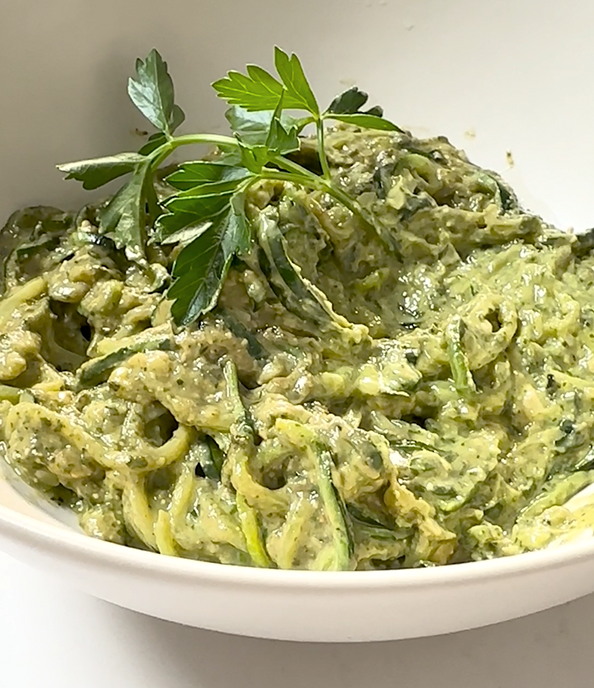 Creamy Avocado Pesto Zoodles