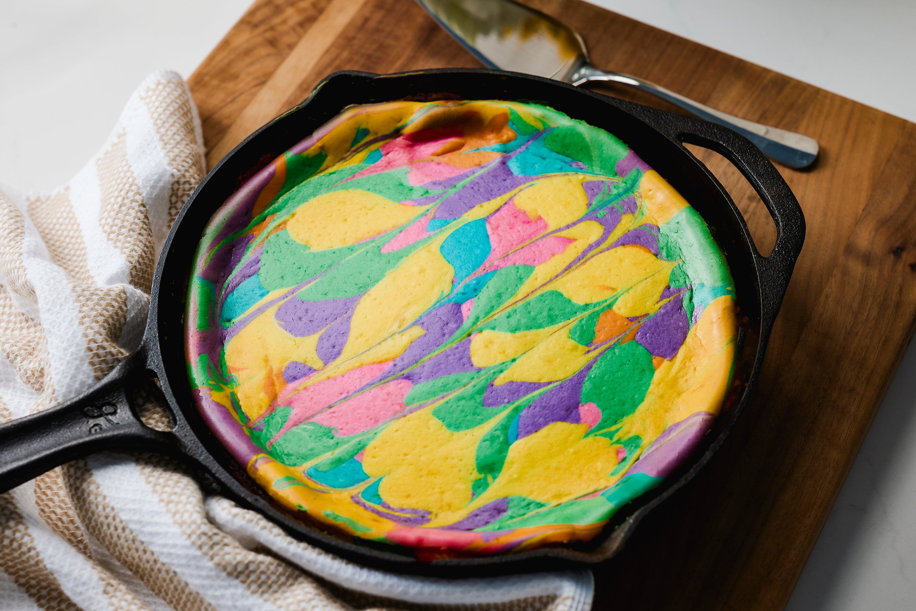 Skillet Rainbow Cheesecake