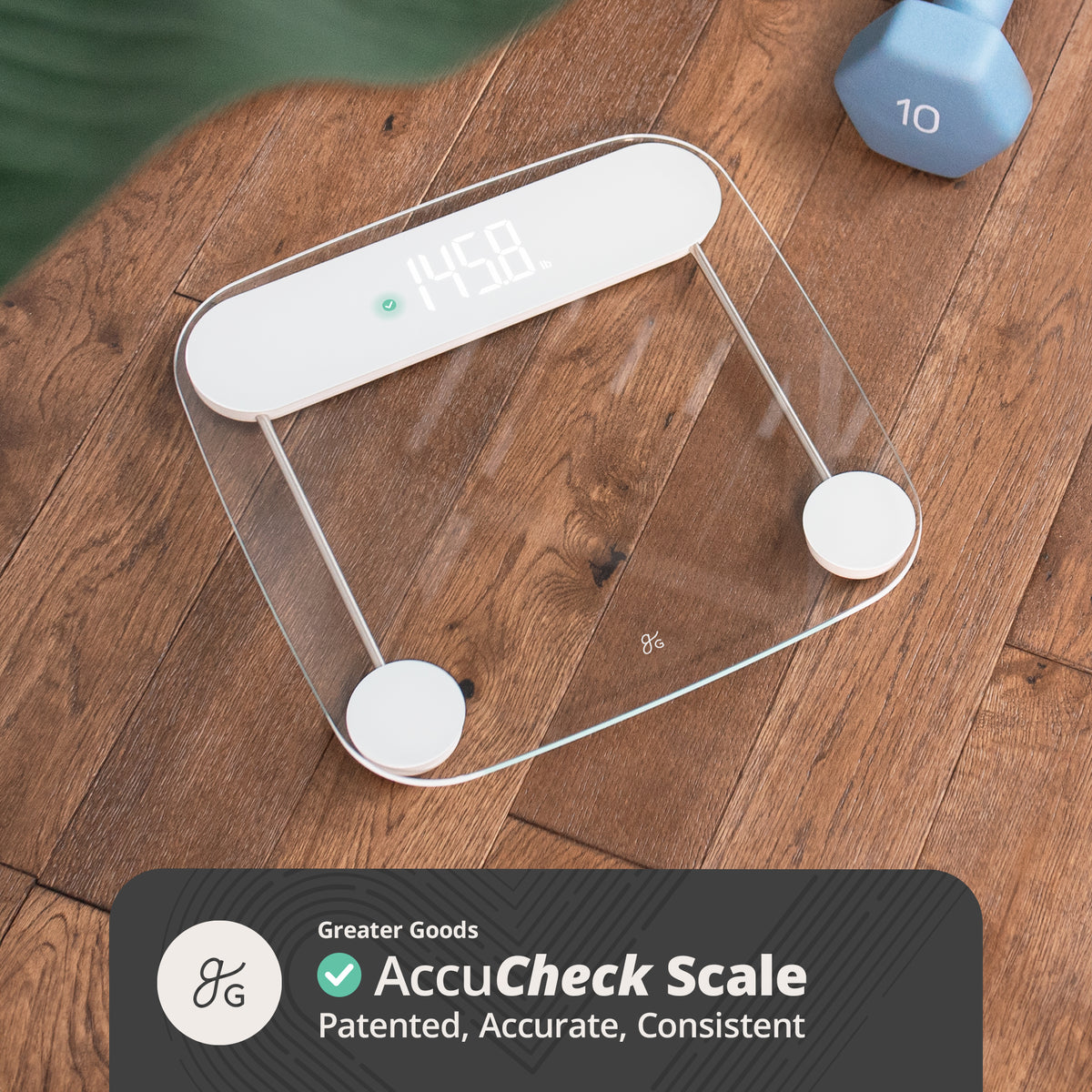 Greater Goods Digital AccuCheck Bathroom Scale for Body Weight, Clear