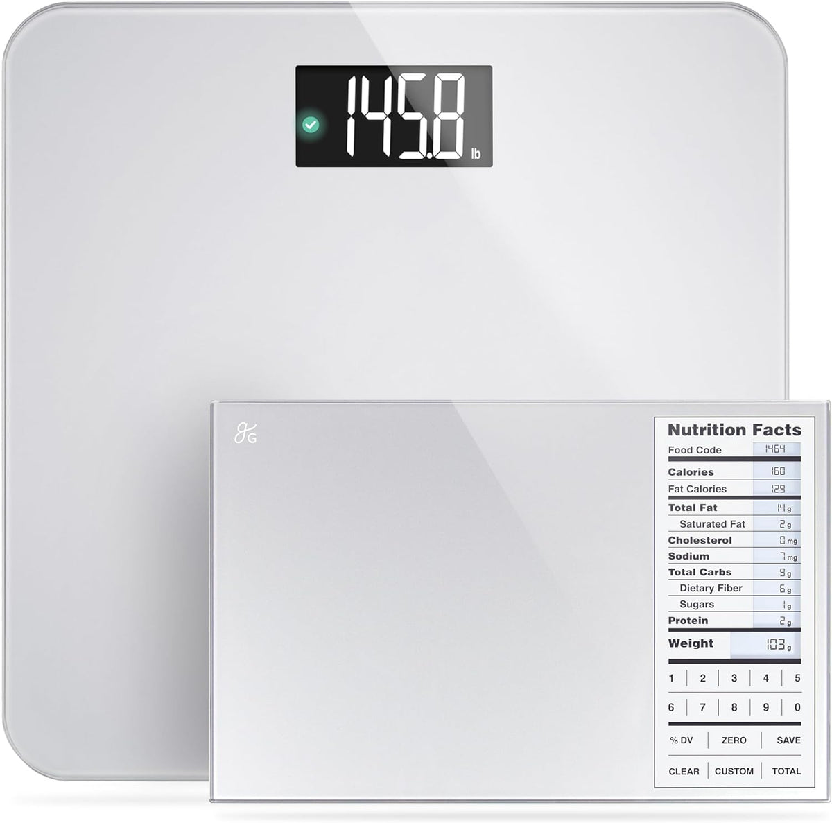 Greater Goods Bathroom Scale with Accucheck and Nutrition Facts Food Scale Bundle, (Gray)