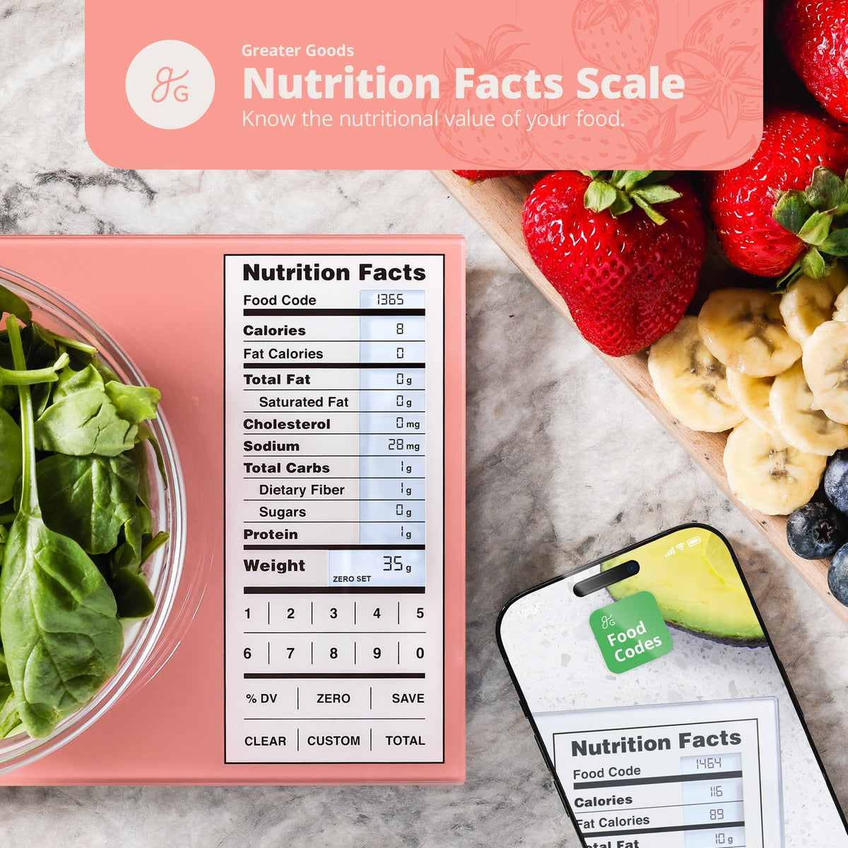 Nutrition Food Scale (Backlit), Pink