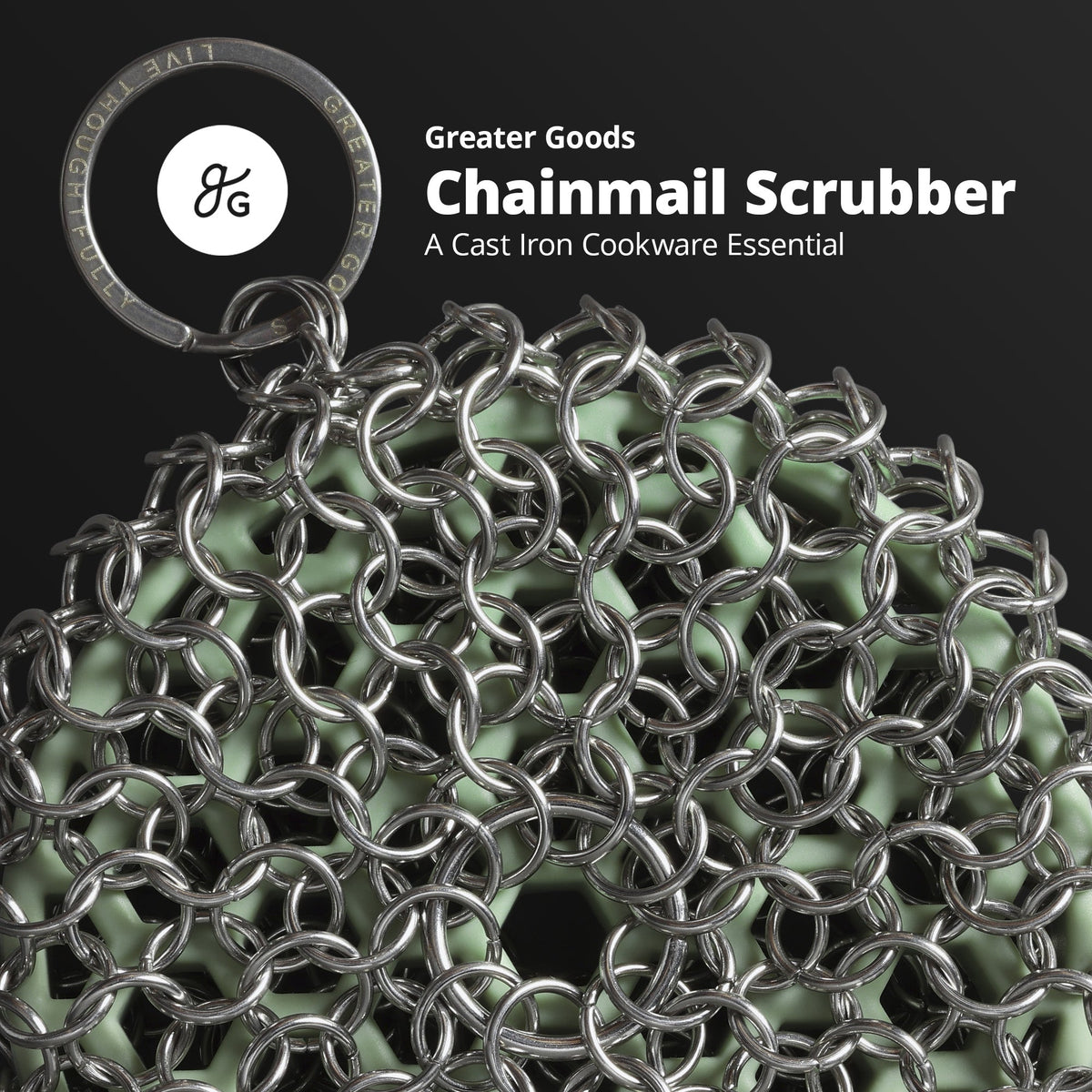 Cast Iron Chainmail Scrubber (Sage Green)