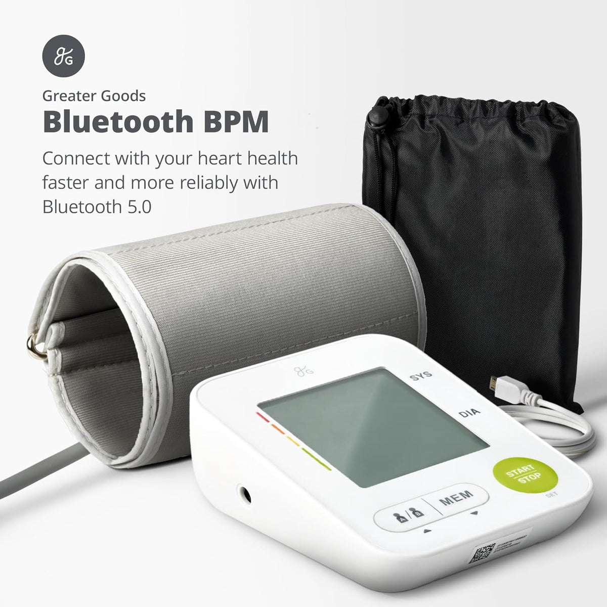 Greater Goods Bluetooth Blood Pressure Monitor and Oral Thermometer with Sleeve Bundle
