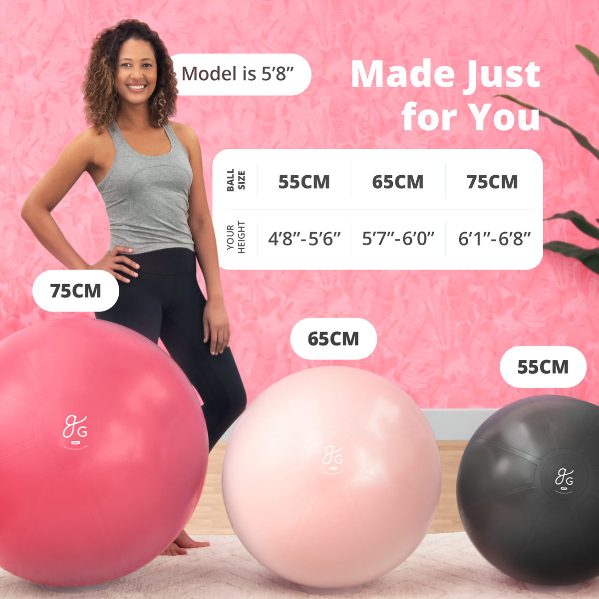 Exercise Ball (Blush Pink/ 55cm)