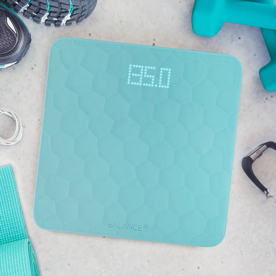 Bathroom Scale with Textured Silicone Cover, Aqua