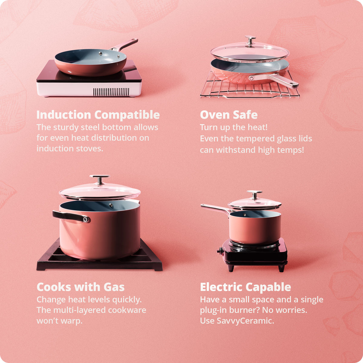 Super Natural Non-Stick: Naturally Derived Ceramic, Abnormally Slick, Easy Cleanup, Extraordinarily Built (Pink)