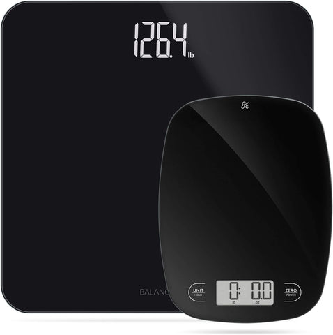 Greater Goods Premium Bathroom Scale and Kitchen Scale Bundle, Black Glass