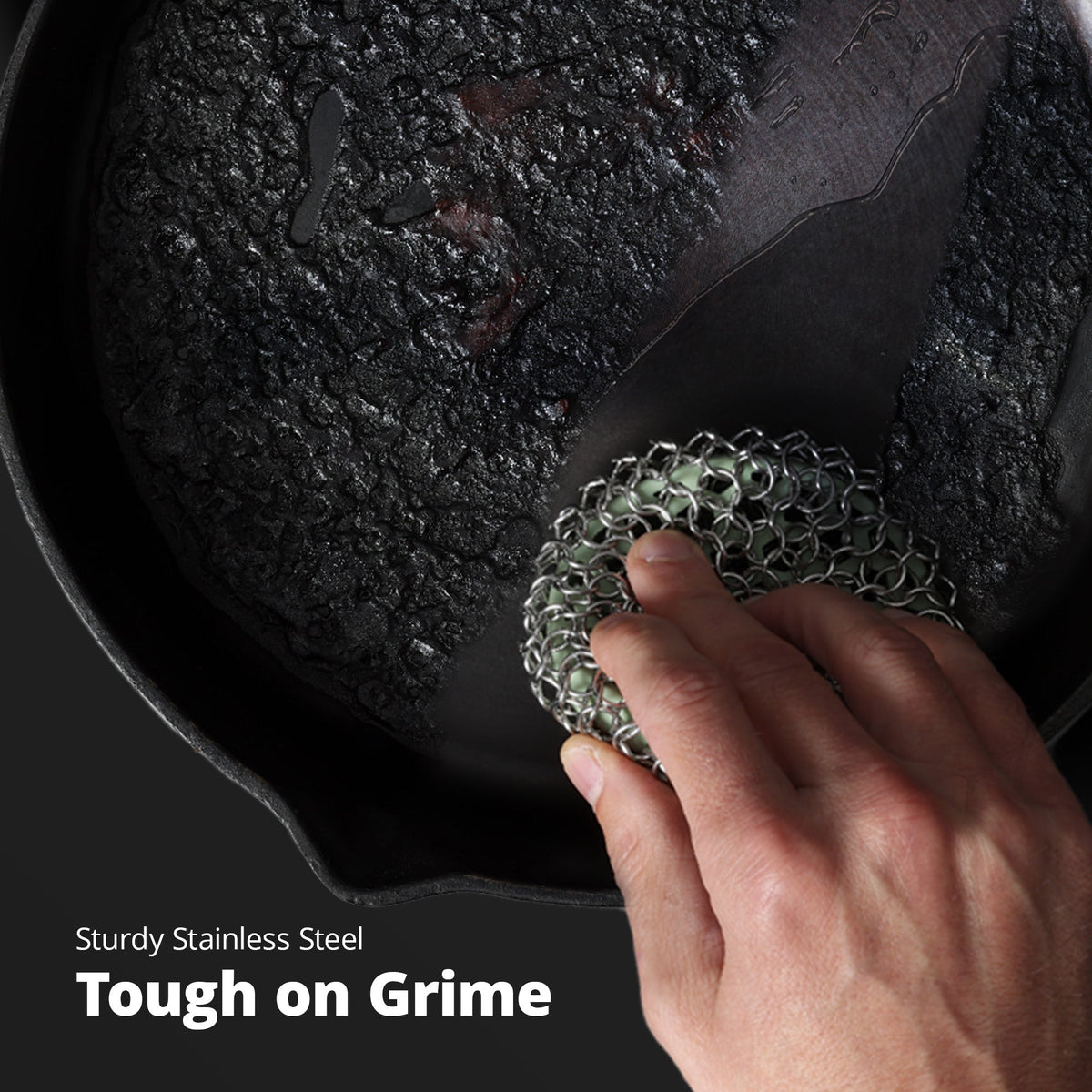 Cast Iron Chainmail Scrubber (Sage Green)