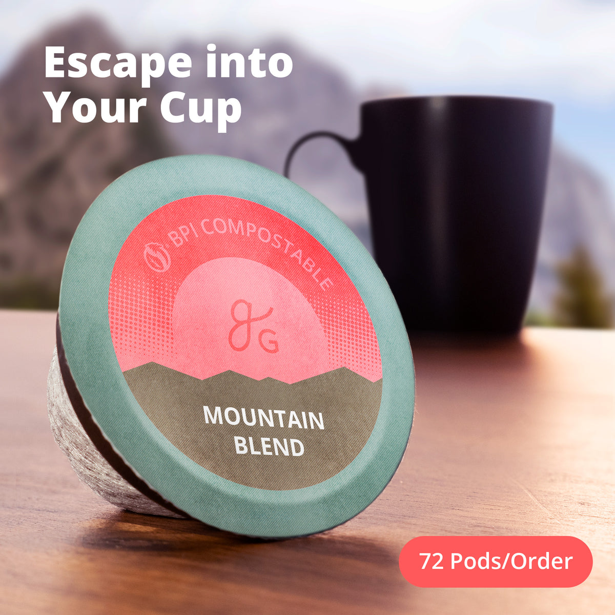 Compostable K-Cup Coffee Pods (Mountain Blend - 72 Pack)