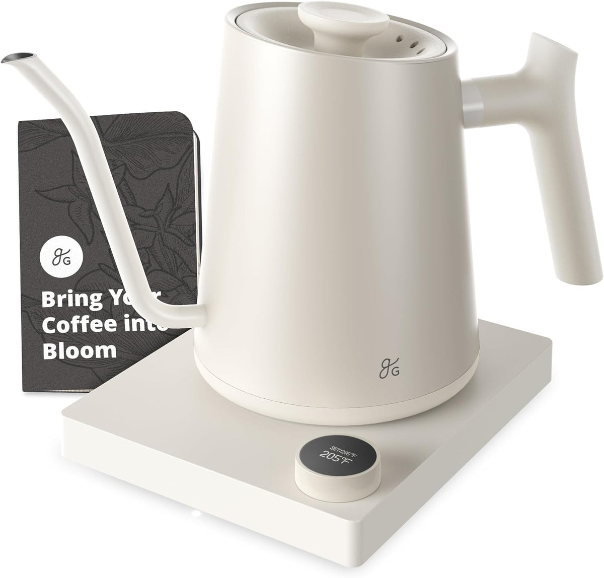 Greater Goods Electric Gooseneck Kettle and Coffee Scale Bundle, Birch White