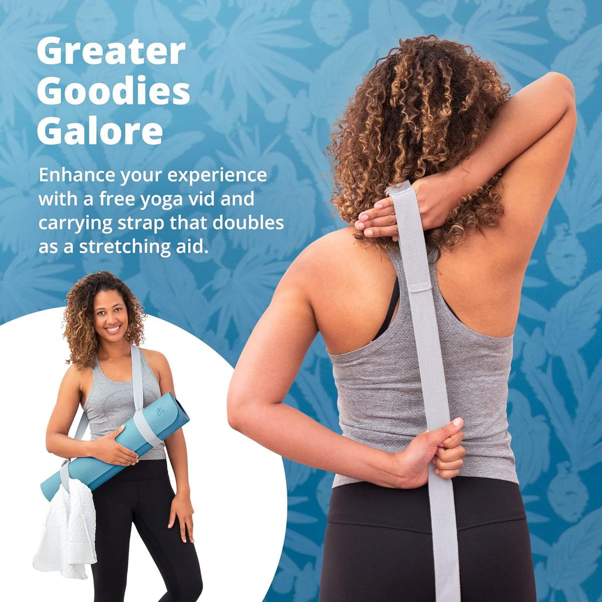 Greater Goods Exercise Ball (55cm) and Yoga Mat with Free Carrying Strap Bundle, Deep Sky Blue