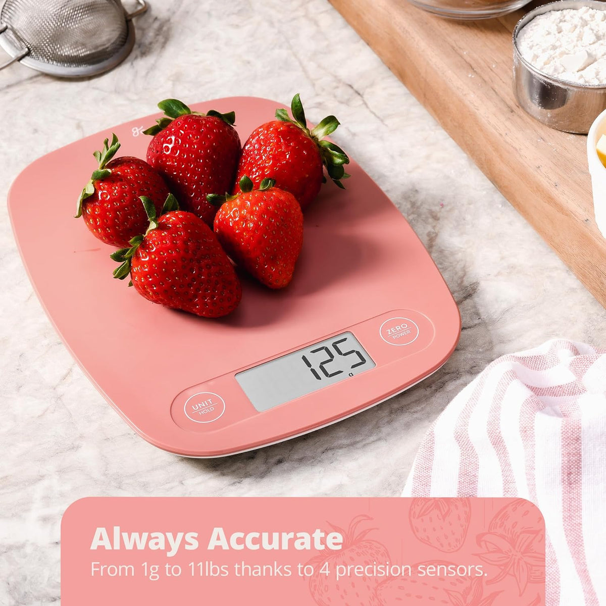 SavvyCeramic Nonstick Cookware Set (10 pc) and Digital Food Scale, Pink