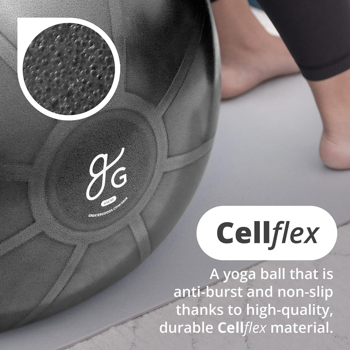 Greater Goods 65cm Yoga Ball, Yoga Mat, Yoga Blocks, and Resistance Bands Bundle, Jet Black