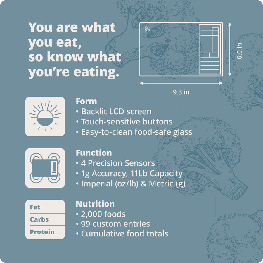 Nutrition Food Scale (Backlit), Stone Blue