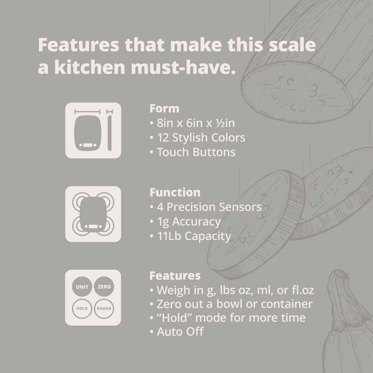 Digital Kitchen Scale (Gray)