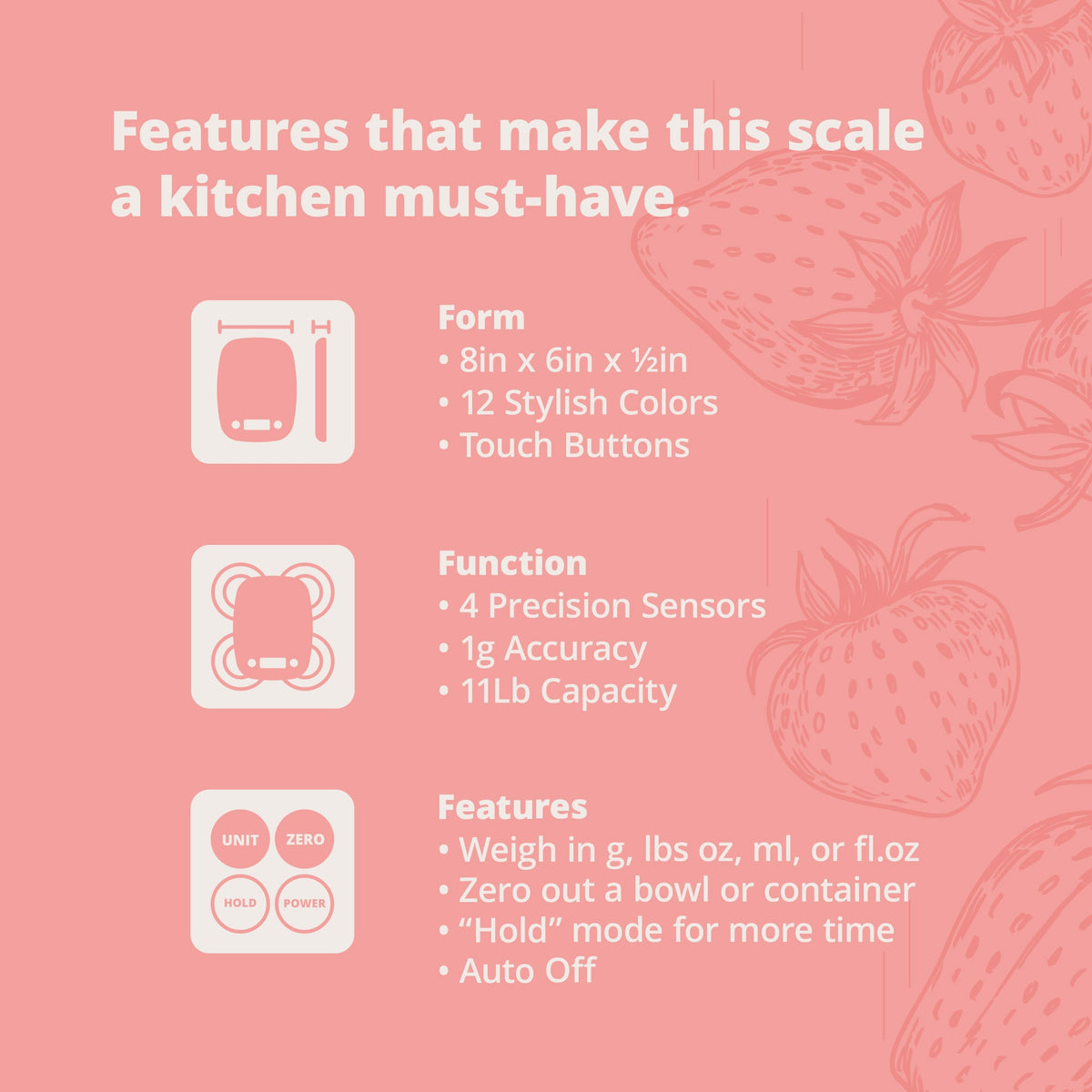 Digital Kitchen Scale (Coral Pink)